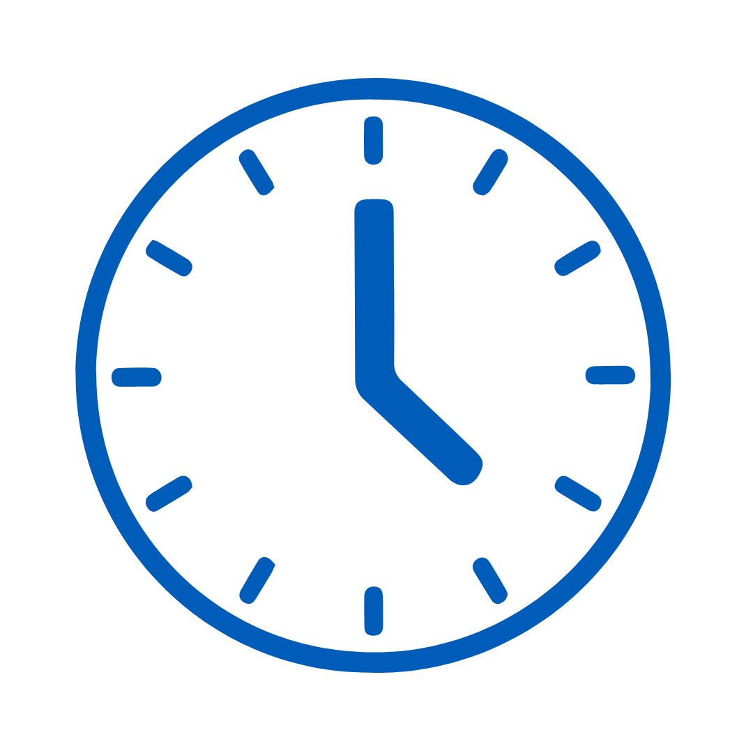 Line drawing of an analog clock.