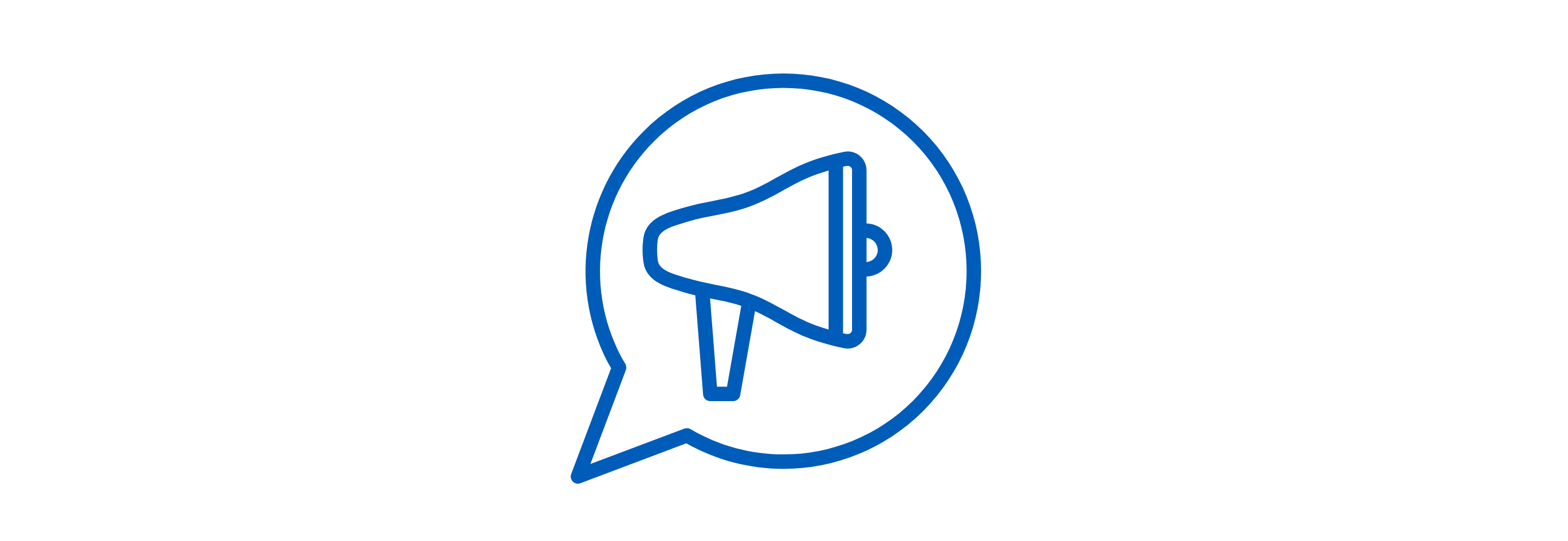 Line drawing of a megaphone within a speech bubble.