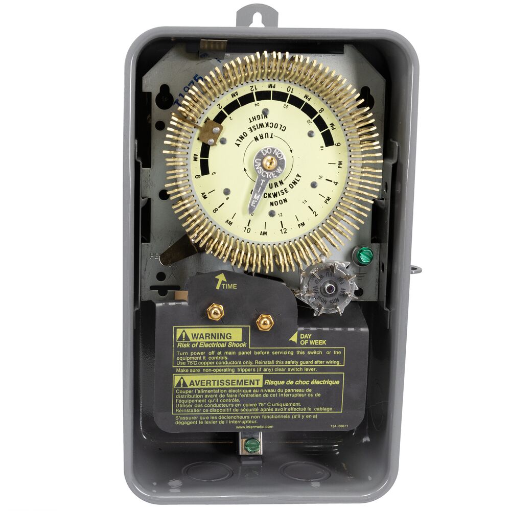 24-Hour Heavy-Duty Metal Dial Mechanical Time Switch with Skip-a-Day, 480 VAC, 60Hz, SPDT, Outdoor Metal Enclosure, 15 Minute Interval
