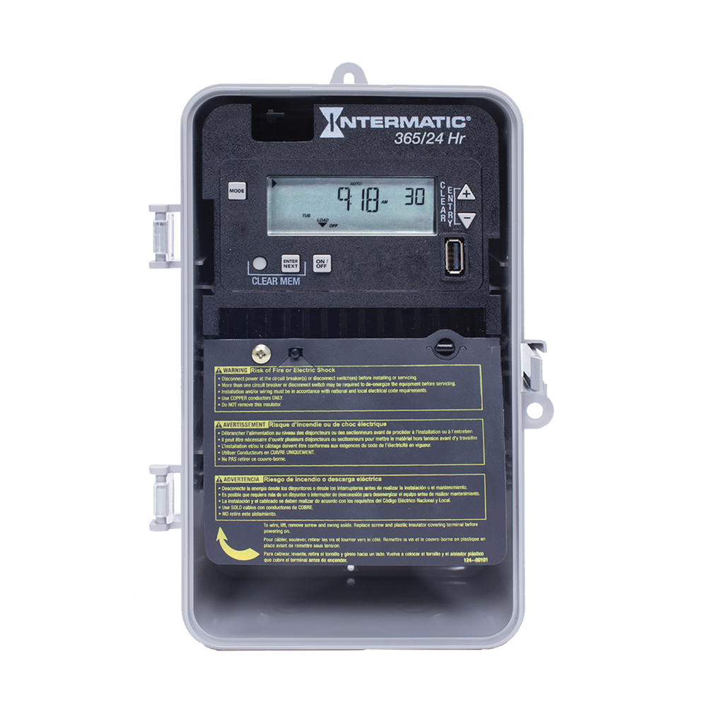 24-Hour/365 Day 1-Circuit Electronic Control, 120-277 VAC, SPST, Indoor/Outdoor Plastic Enclosure