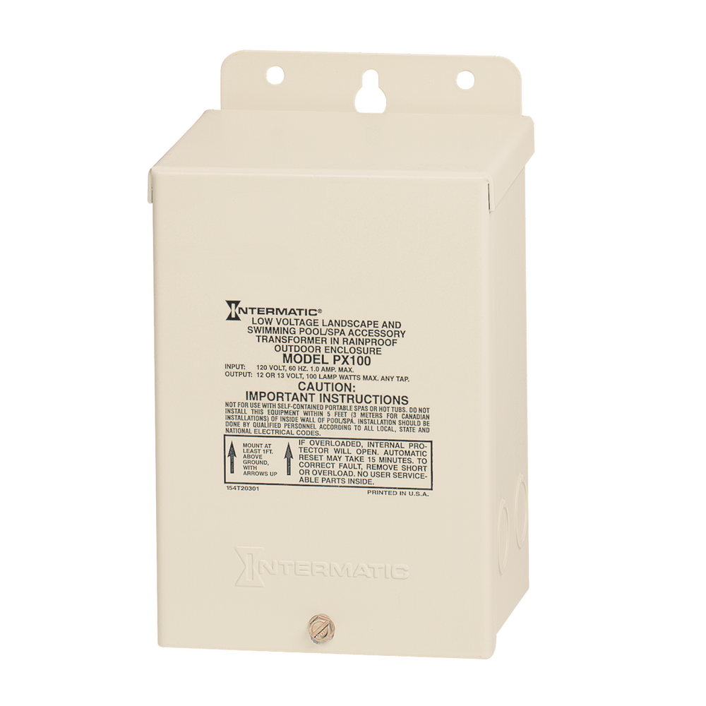 100 W Pool & Spa Safety Transformer, Beige Steel Enclosure, Input 120V, Output 12,13,14V