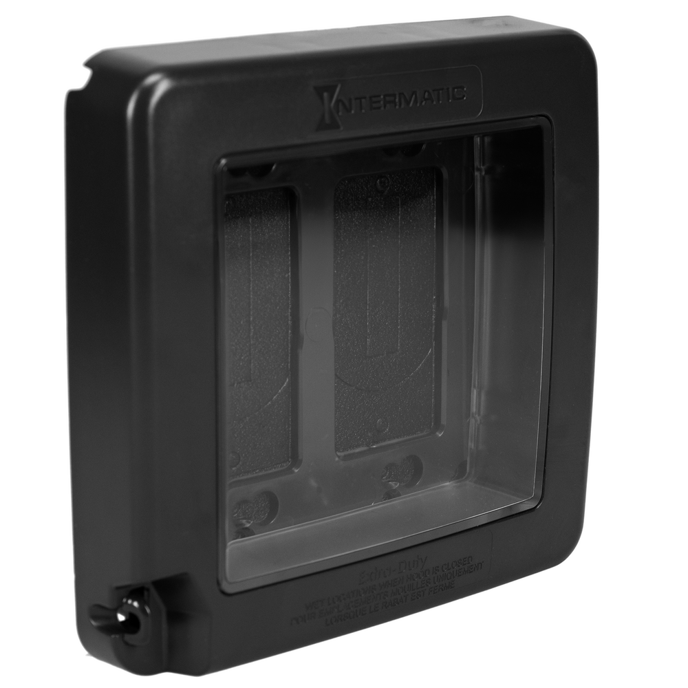 Low-Profile Extra-Duty Plastic In-Use Weatherproof Cover, Double-Gang, Vrt, Black