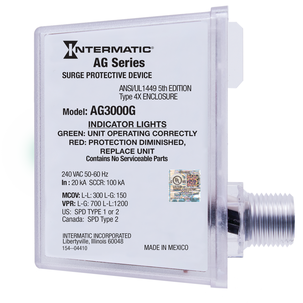 Surge Protective Device, 240 VAC 1Ph w/Green Ground Lead, Type 1 or Type 2, Outdoor, Connected Equipment Warranty 3yr $7,500