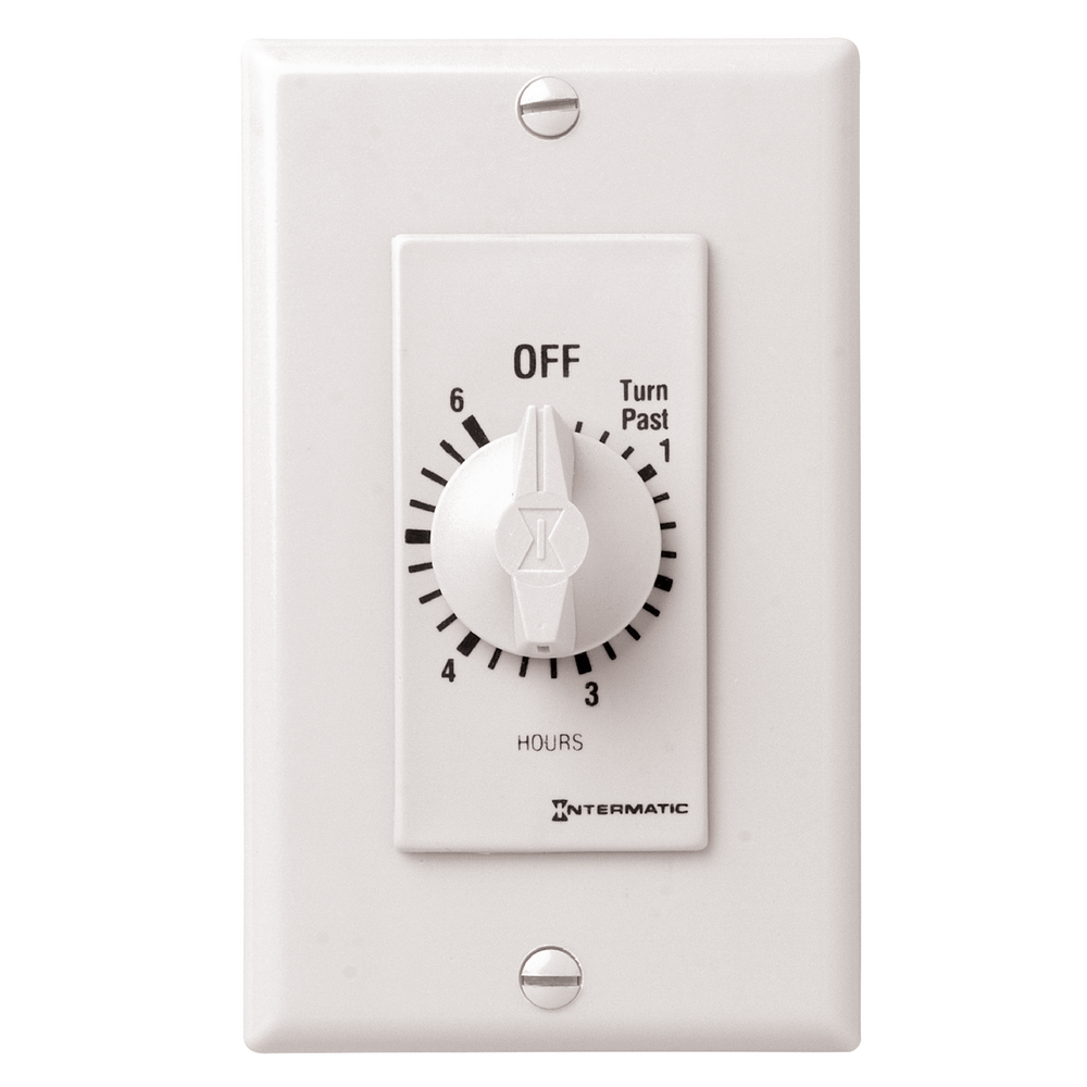Spring Wound Countdown Timer, Decorator Style, 125-277 VAC, 50/60 Hz, SPST, 6 Hour Max, Without Hold, White
