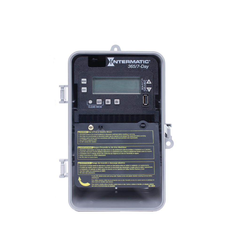 7-Day/365 Day 2-Circuit Electronic Control, 120-277 VAC, 2-SPST/DPST, Indoor/Outdoor Plastic Enclosure