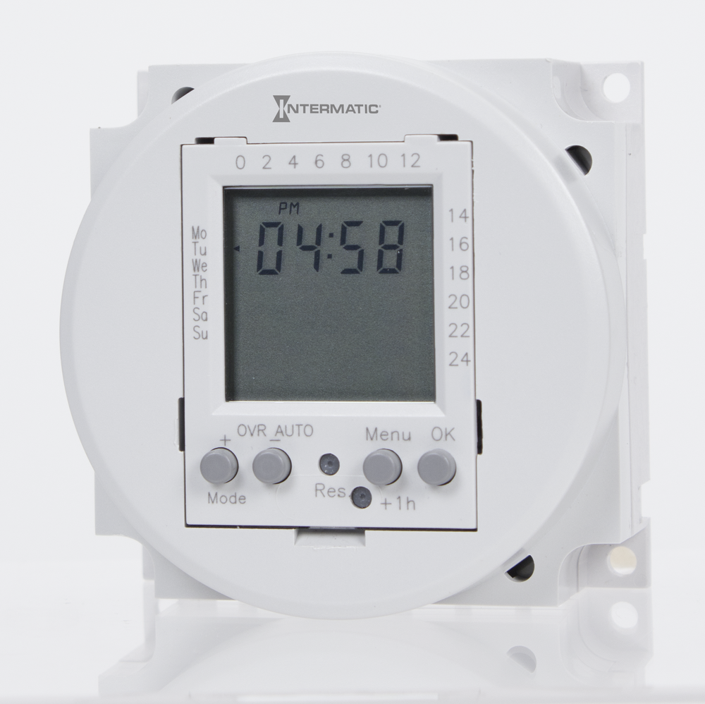 24-Hour or 7-Day 120V Electronic Panel Mount Module, 16A, 20 Setpoint Programs, SPDT