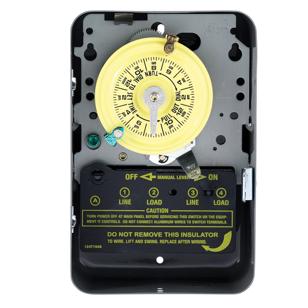 24-Hour Mechanical Time Switch, 120 VAC, 60Hz, 1 NO/1 NC, SPDT, Indoor Metal Enclosure, 1 Hour Interval