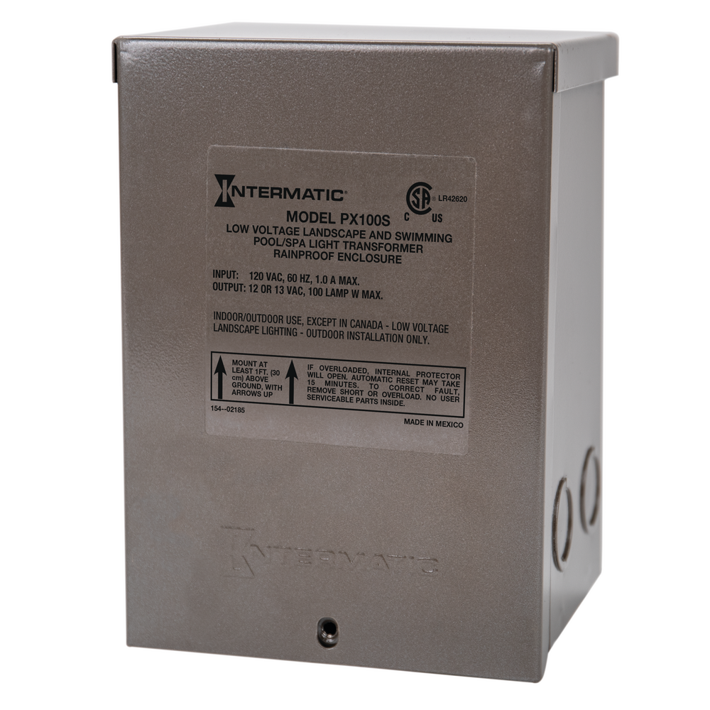 100 W Pool & Spa Safety Transformer, Stainless Steel Enclosure, Input 120V, Output 12,13,14V