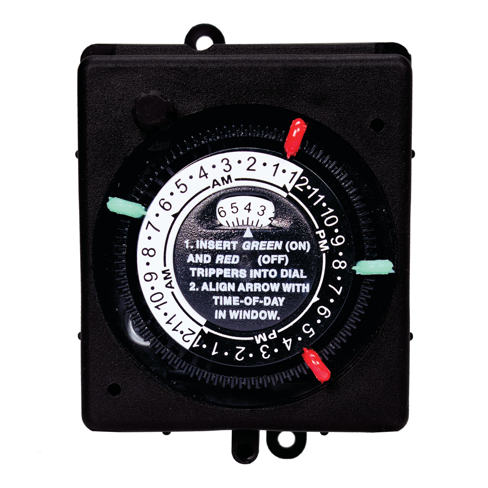 24-Hour 120V Mechanical Panel Mount Timer with Manual Override, 4 Trippers