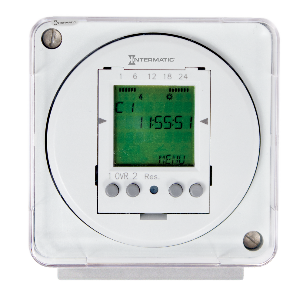 24-Hour or 7-Day 240V Electronic Surface/DIN Rail/Flush Mount Module, 16A, 50 Setpoint Programs, 2-SPDT