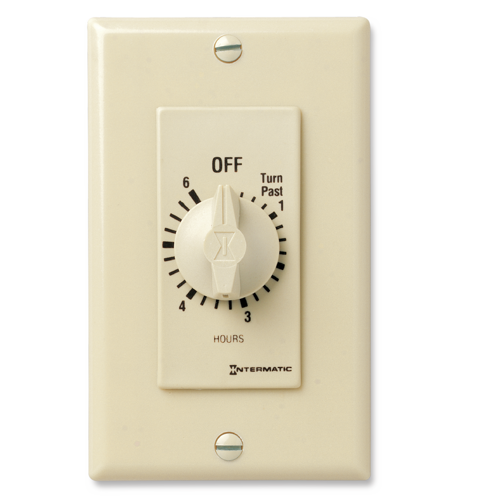Spring Wound Countdown Timer, Decorator Style, 125-277 VAC, 50/60 Hz, SPST, 6 Hour Max, Without Hold, Ivory