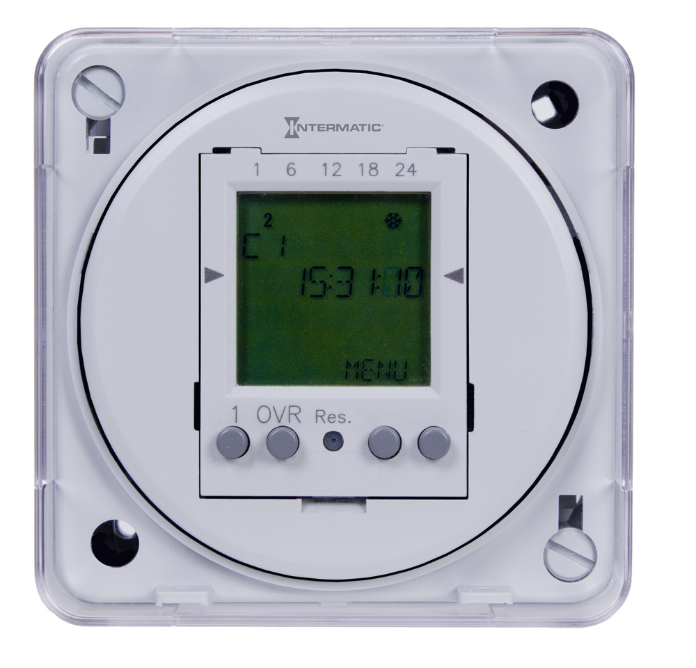 24-Hour or 7-Day 240V Electronic Flush Mount Module, 16A, 50 Setpoint Programs, SPDT