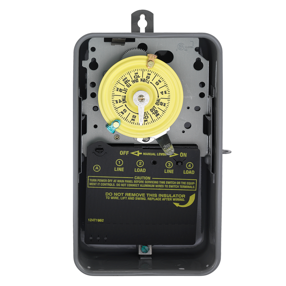 24-Hour Mechanical Time Switch, 208-277 VAC, 60Hz, 1 NO/1 NC, SPDT, Indoor/Outdoor Metal Enclosure, 1 Hour Interval