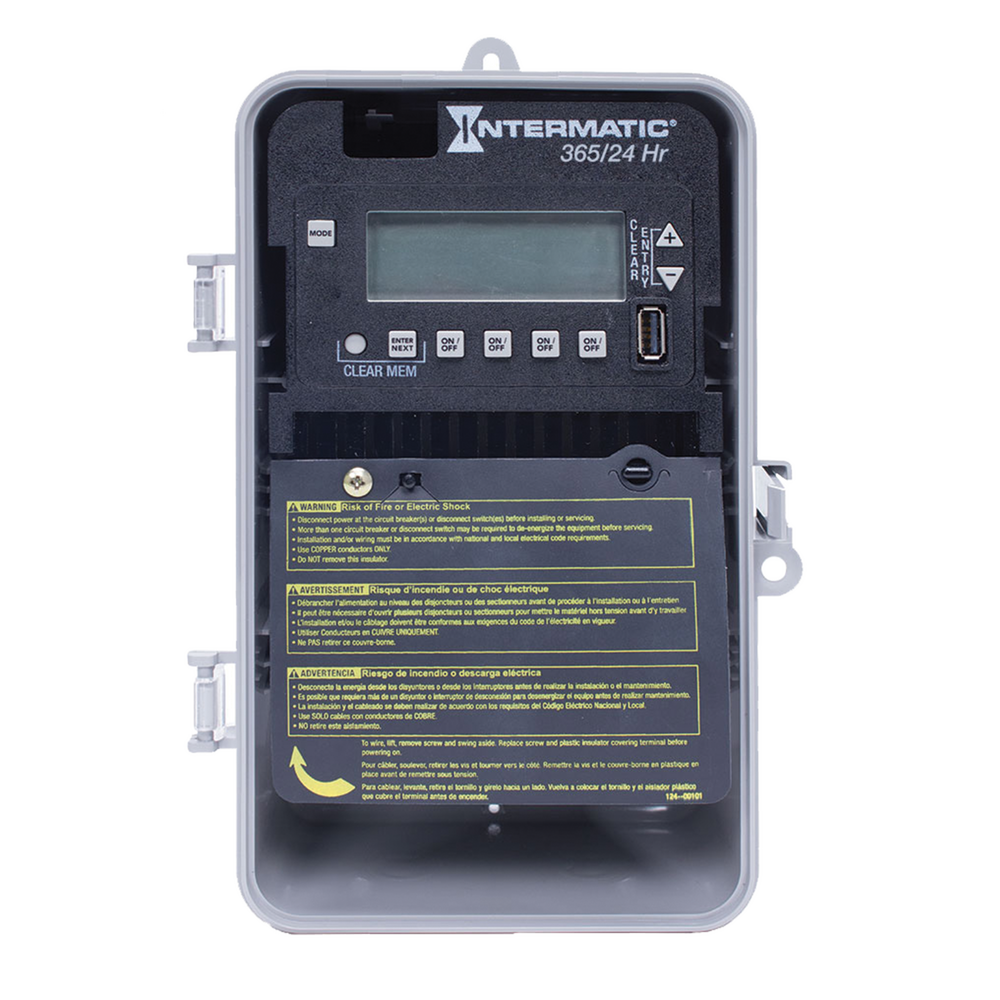 24-Hour/365 Day 4-Circuit Electronic Control, 120-277 VAC, 4-SPST/2-DPST, Indoor/Outdoor Plastic Enclosure