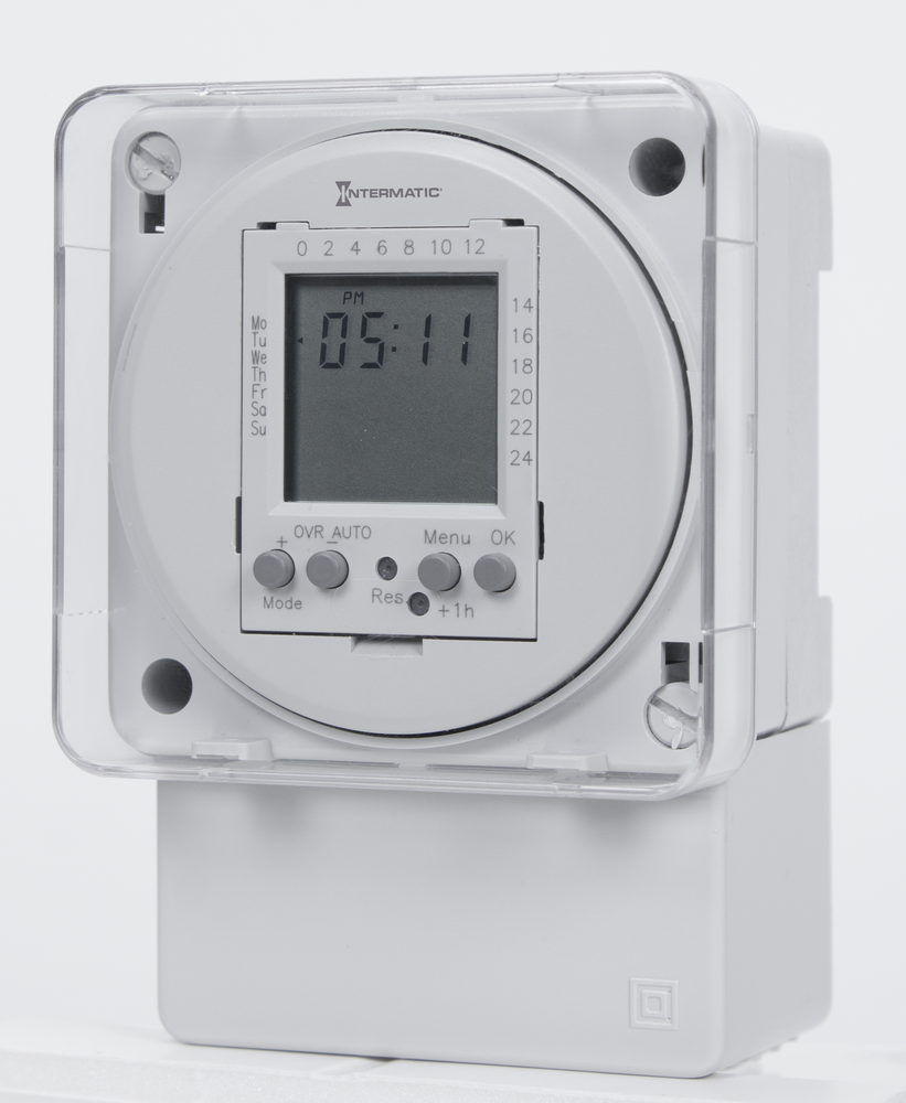 24-Hour or 7-Day 120V Electronic Surface/DIN Rail Mount Module, 16A, 20 Setpoint Programs, SPDT
