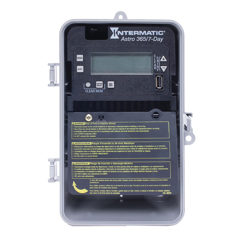 Astronomic 7-Day/365 Day 1-Circuit Electronic Control, 120-277 VAC, SPST, Indoor/Outdoor Plastic Enclosure