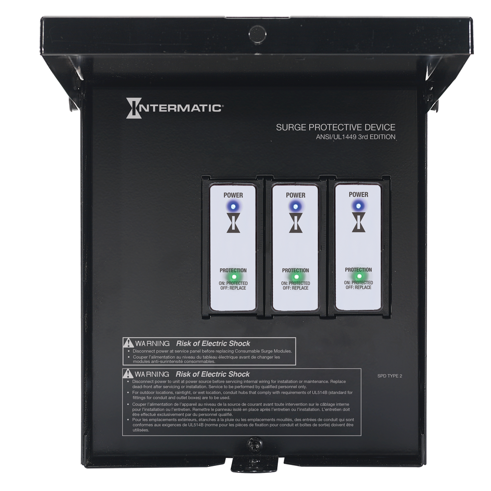 Surge Protective Device, 6-Mode, 120/240 VAC 1Ph, Type 2, Outdoor Metal, Connected Equipment Warranty 10 yr $25,000
