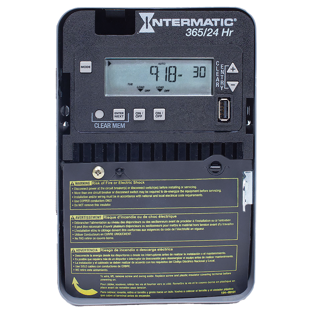 24-Hour/365 Day 2-Circuit Electronic Control, 120-277 VAC, 2-SPST/DPST, Indoor Metal Enclosure