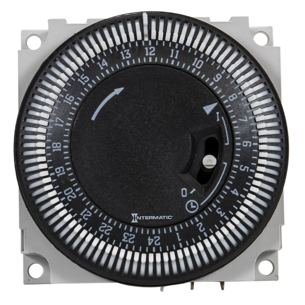 Electromechanical Synchronous clock, 24-Hour, 220-240 VAC, 50 Hz, Panel Mount Timer Module with Manual Override, 15 Minute Intervals, 21 A, SPDT, No Clock Face - TSM1 180