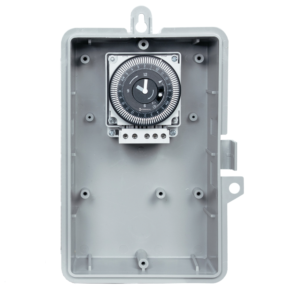 24-Hour 120V Electromechanical Timer with Battery Backup, 15 Minute Intervals, 21A, SPDT, Type 3R Outdoor Plastic Enclosure