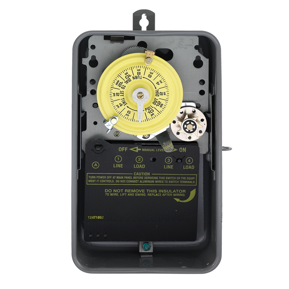 24-Hour Mechanical Time Switch with Skip-a-Day, 208-277 VAC, 60Hz, DPST, Outdoor Metal Enclosure, 1 Hour Interval