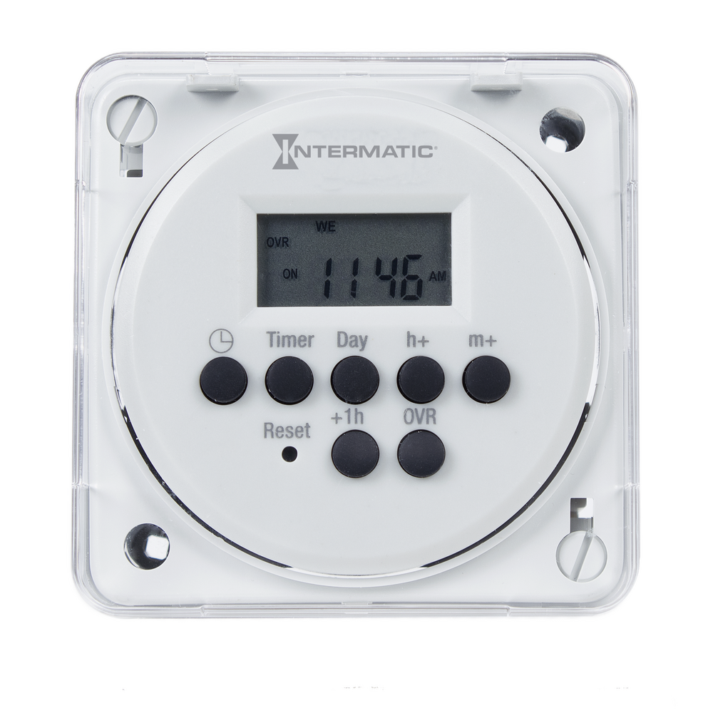 24-Hour or 7-Day 12/24 VDC, 24 VAC Electronic Flush Mount Module, 15 A, 20 Setpoint Programs, SPDT