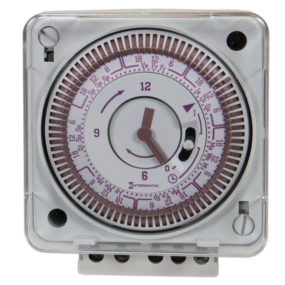 Electromechanical Synchronous clock, 7-Day, 220-240 VAC, 50 Hz, Surface Mount Timer Module with Manual Override, 2-hour Intervals, 16 A, SPDT - TCC 171.1 180