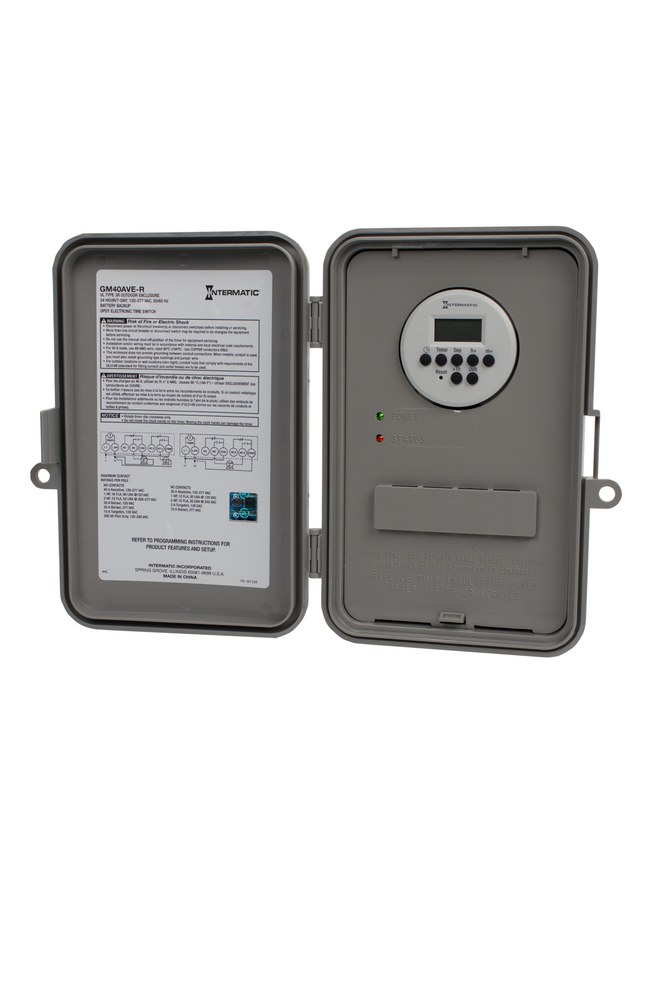 24-Hour or 7-Day 120-277V Electronic Time Control, 40A, Type 3R Outdoor Plastic Enclosure