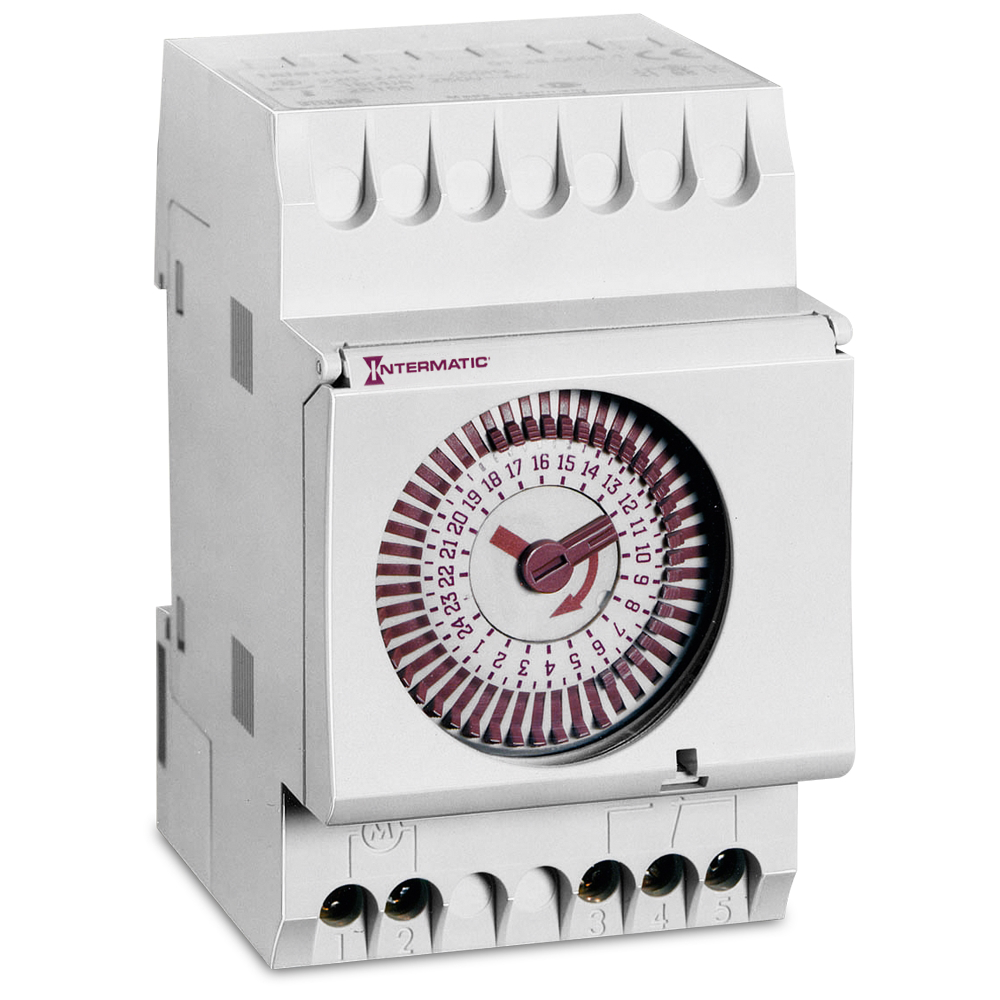 Electromechanical Quartz clock, 24-Hour, 230 VAC, 50/60 Hz / 130 VDC, DIN Mount Timer Module with Battery Backup and Manual Override, 30 minute Intervals, 16 A, SPDT - THE 211 143