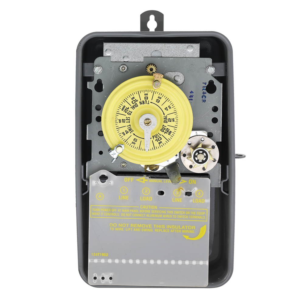 24-Hour Mechanical Time Switch with Skip-a-Day, 120 VAC, 60Hz, DPST, Outdoor Metal Enclosure, 1 Hour Interval