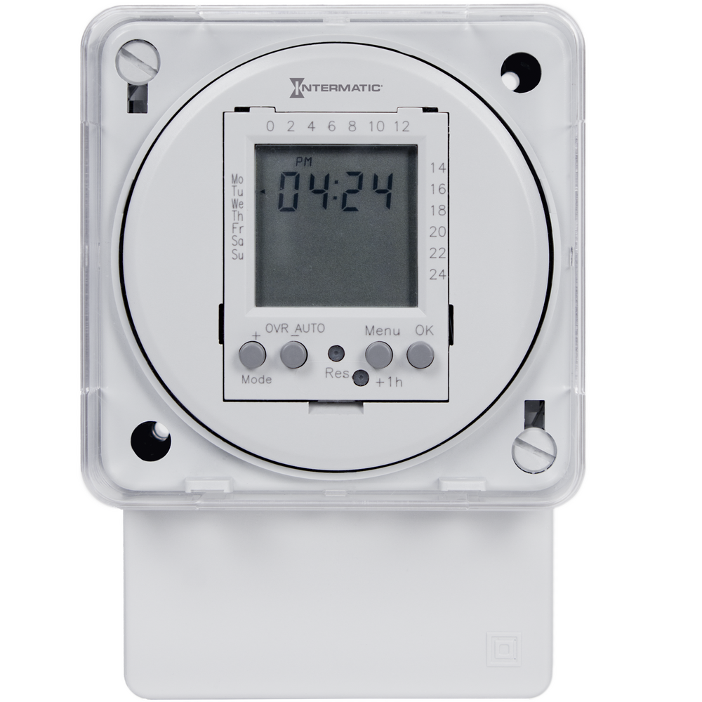 24-Hour or 7-Day 240V Electronic Surface/DIN Rail Mount Module, 16A, 20 Setpoint Programs, SPDT