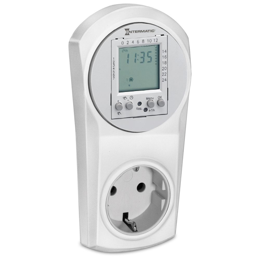 Plug-in timer, Digital clock timer, 7-Day or 24-Hr programming, 230 VAC, 50/60 Hz, 16 A, 20 Setpoint Programs, SPDT, F style plug with enhanced child protection - PT 600 F 192
