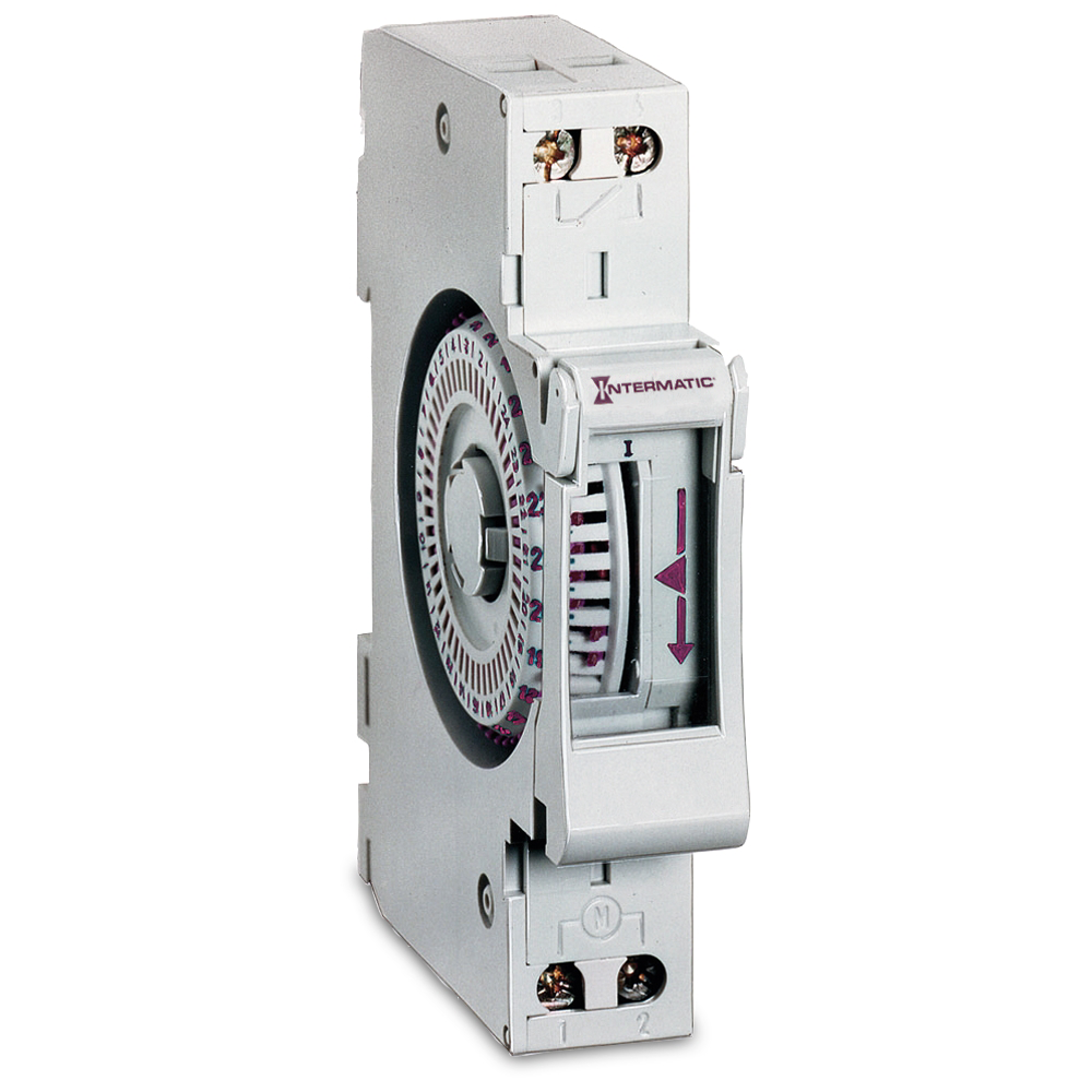 Electromechanical Quartz clock, 24-Hour, 230 VAC, 50/60 Hz / 115 VDC, DIN Mount Timer Module with Battery Backup and Manual Override, 30 minute Intervals, 16 A, SPDT - THE 211Mini 133
