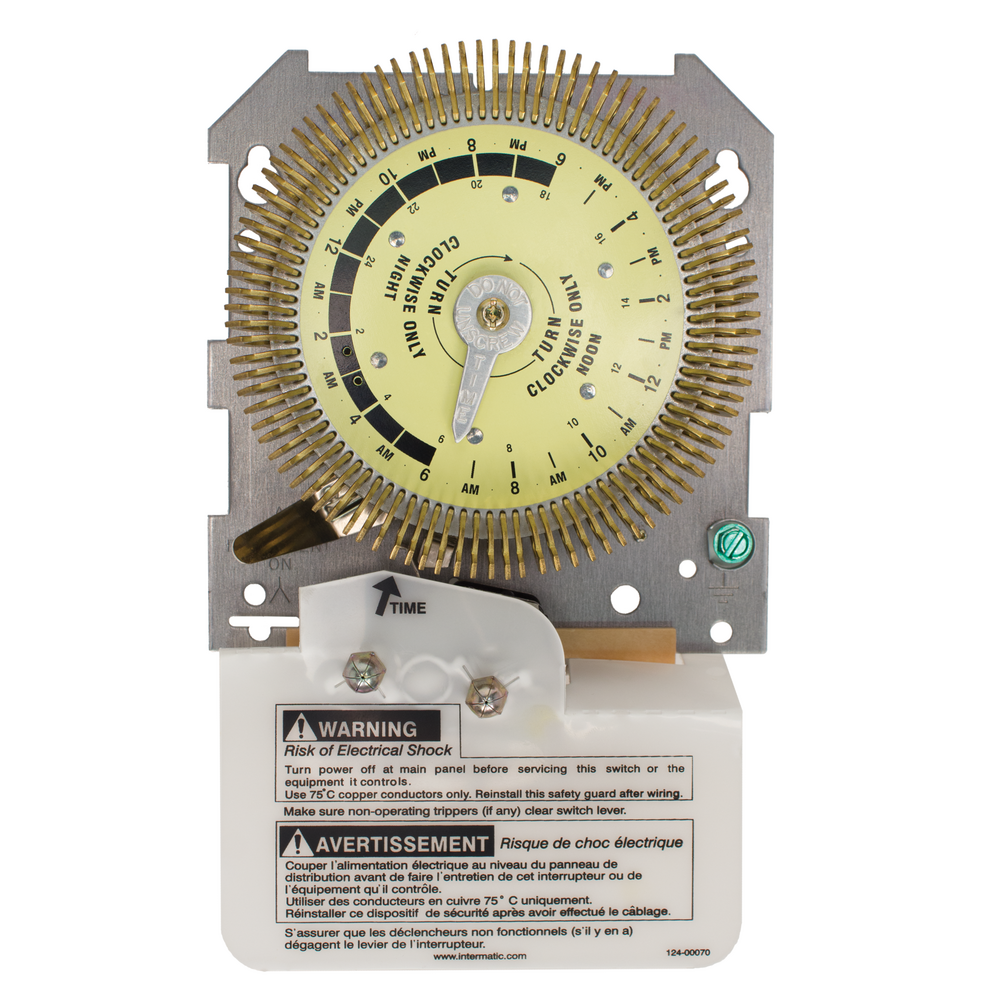 24-Hour Heavy-Duty Metal Dial Mechanical Time Switch, Mechanism Only, 125 VAC, 60Hz, SPDT, 15 Minute Interval