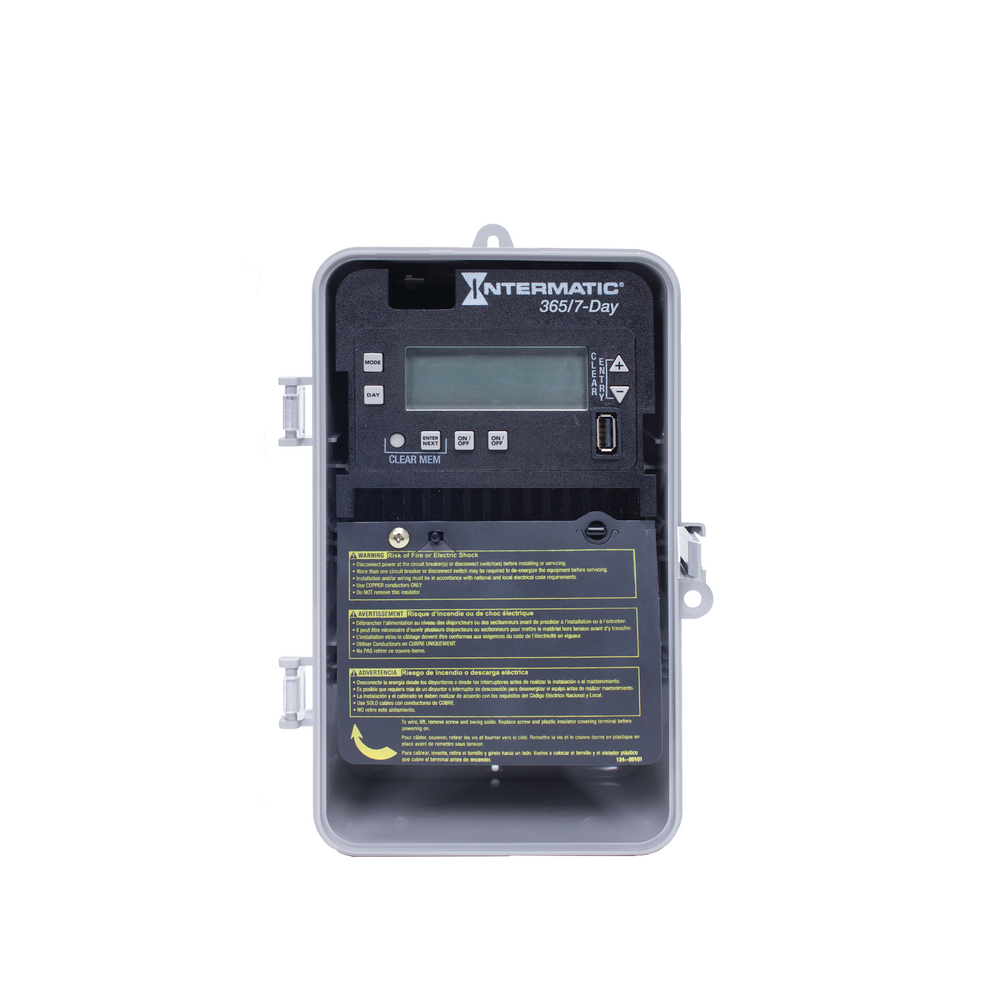 7-Day/365 Day 2-Circuit Electronic Control, 120-277 VAC, 2-SPST/DPST, Indoor Metal Enclosure