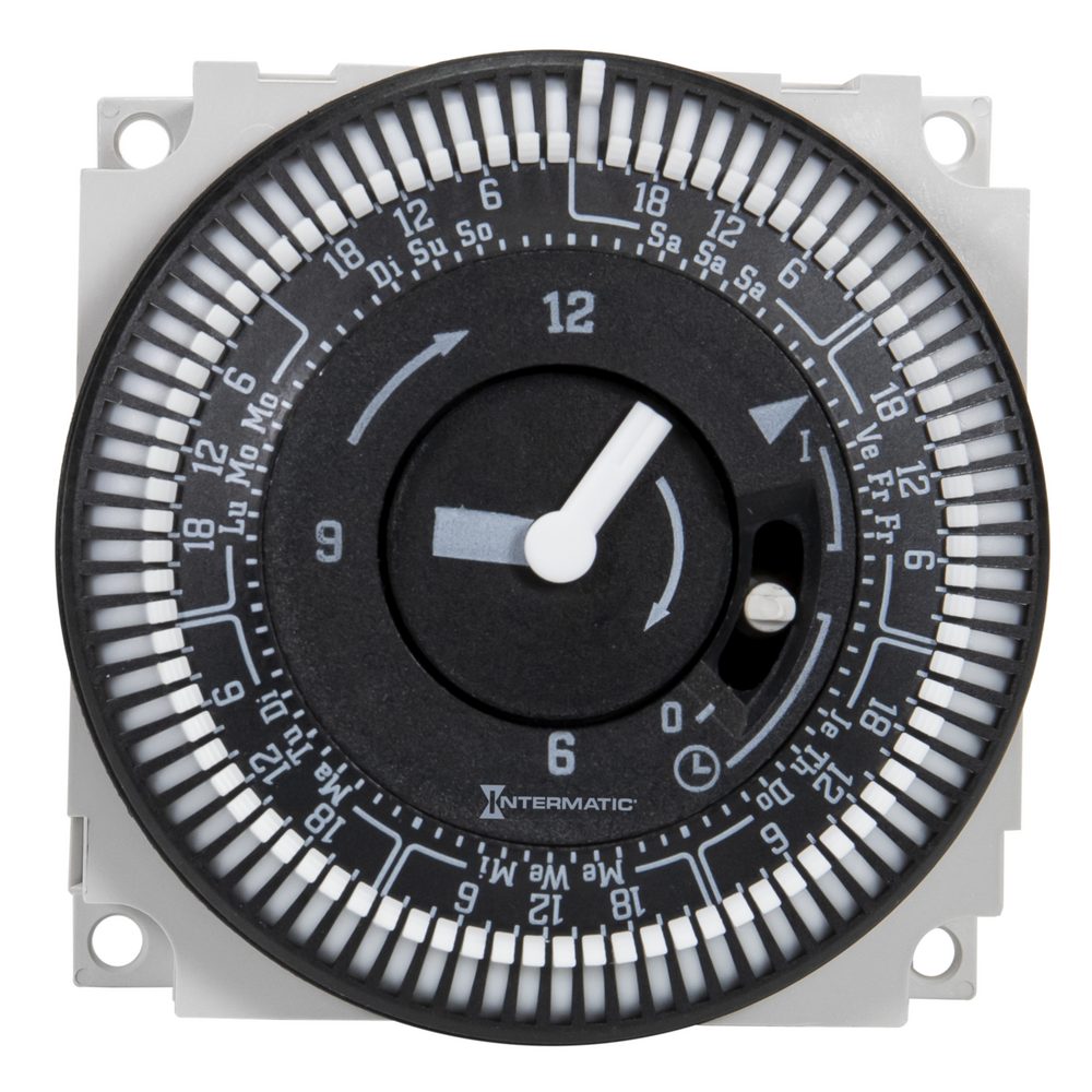 Electromechanical Quartz clock, 7-day, 230 VAC, 50/60 Hz / 130 VDC , Panel Mount Timer Module with Battery Backup and Manual Override, 2-Hour Intervals, 21 A, SPDT - TSM1 143