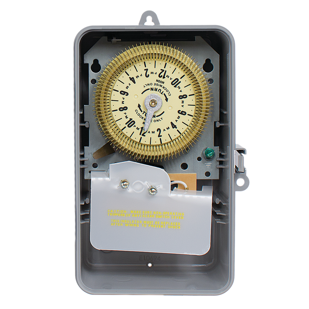 24-Hour Mechanical Time Switch, 125 VAC, 60Hz, SPDT, Indoor/Outdoor Plastic Enclosure, 15 Minute Interval