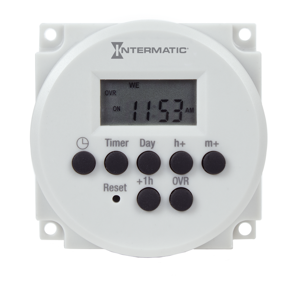 24-Hour or 7-Day 12/24 VDC, 24 VAC Electronic Panel Mount Module, 15 A, 20 Setpoint Programs, SPDT