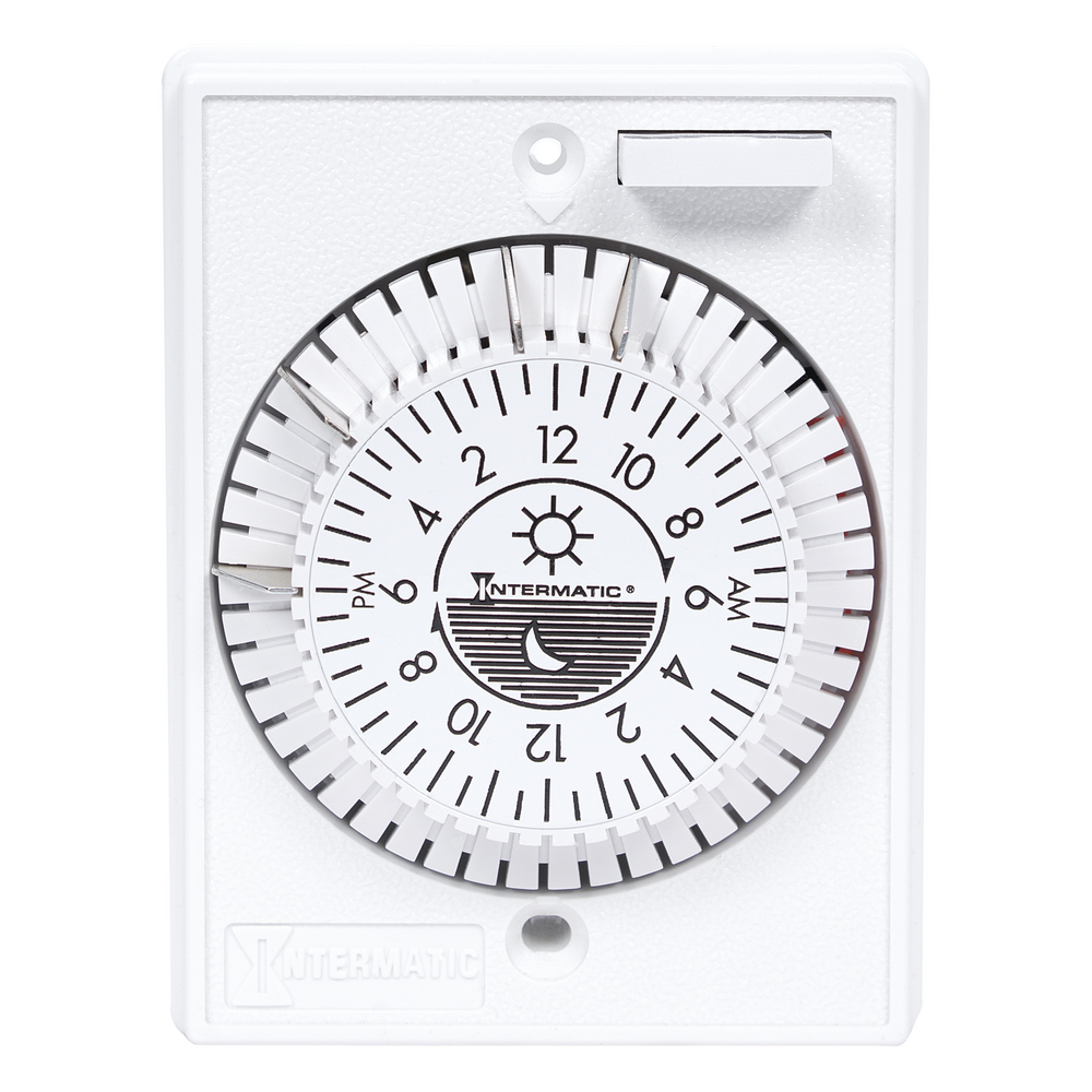 24-Hour Heavy-Duty Mechanical In-Wall Timer, 125VAC, 15 A, Removable Trippers, White