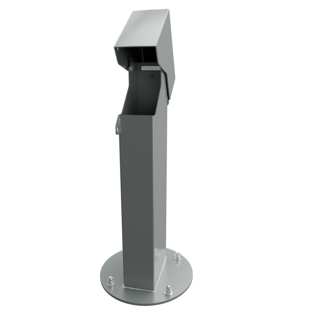 2x4, 18" Single-Gang GFCI Mount Hinge Top Pedestal, Gray