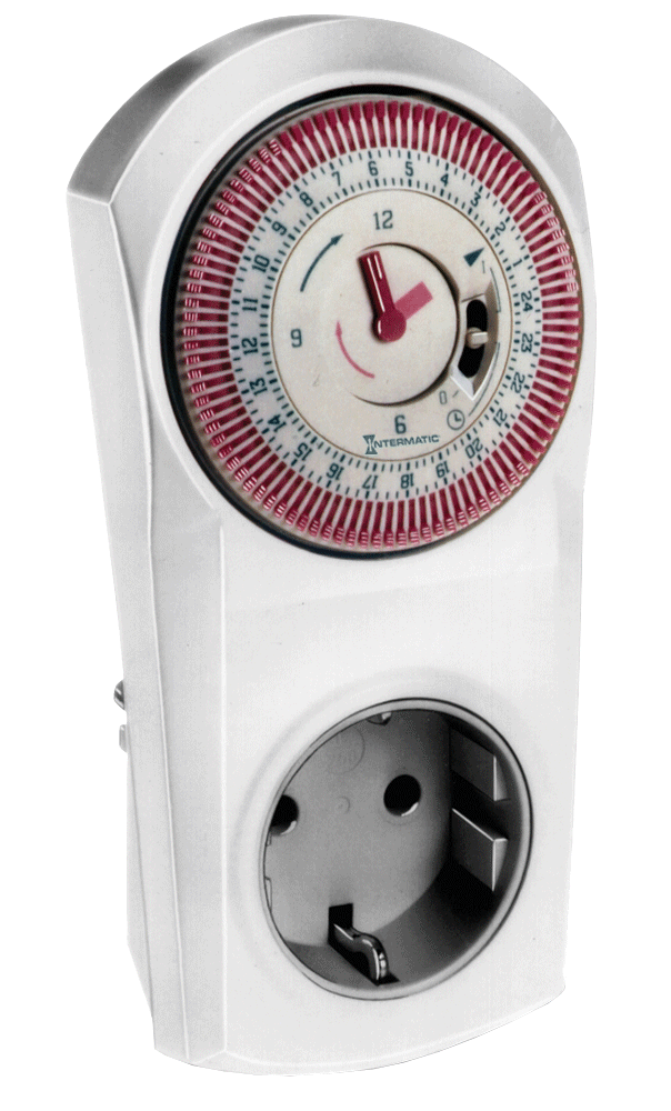 Plug-in timer, Electromechanical Synchronous clock with Manual Override, 7-Day, 220-240 VAC, 50 Hz, 2-Hour Intervals, 16 A, SPDT, F style plug without enhanced child protection - PT 450S 180