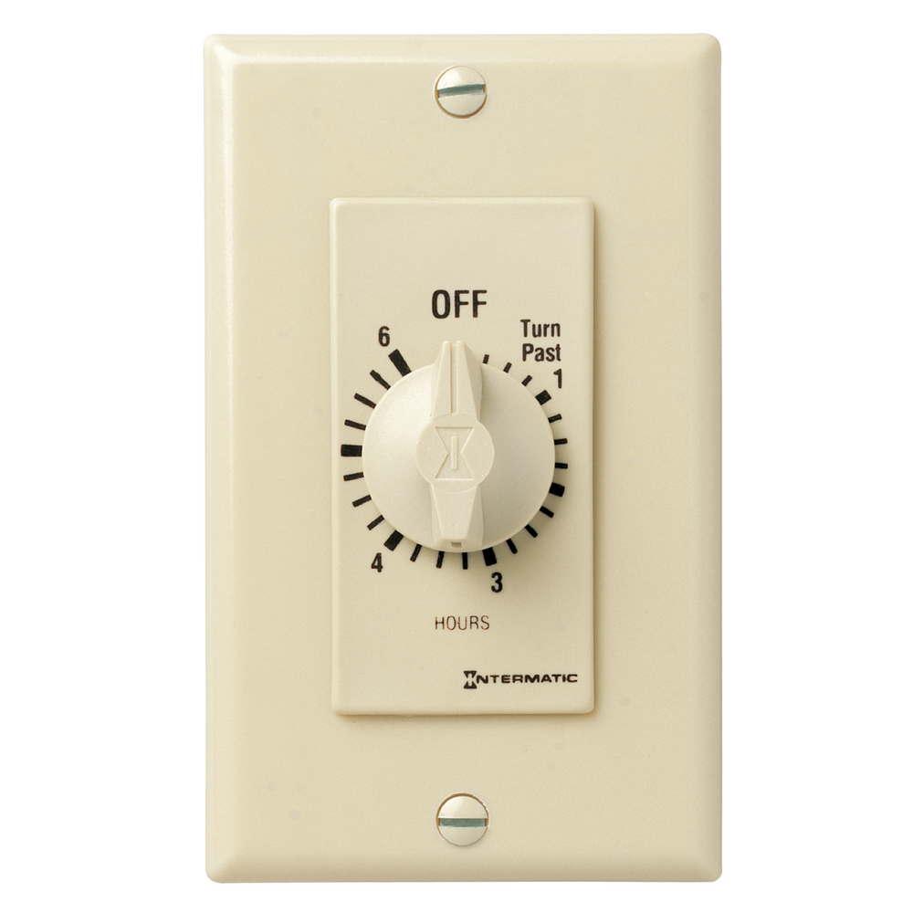 Spring Wound Countdown Timer, Decorator Style, 125-277 VAC, 50/60 Hz, DPST, 6 Hour Max, Without Hold, Ivory