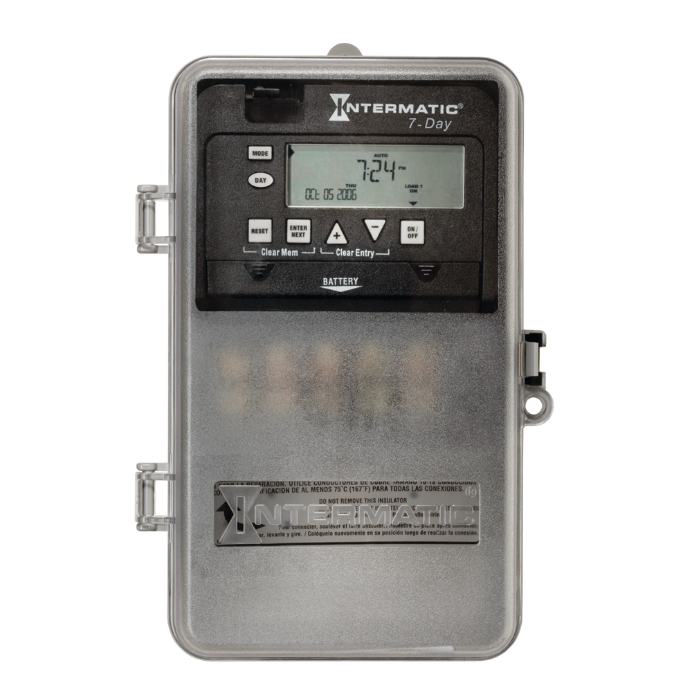7-Day 1-Circuit Electronic Control, 120-277 VAC, SPDT, Indoor/Outdoor Plastic Enclosure