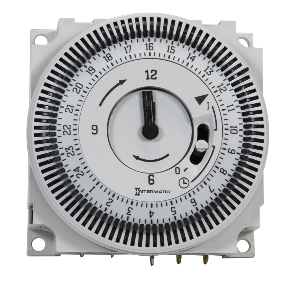 Electromechanical Synchronous clock, 24-Hour, 220-240 VAC, 50 Hz, Panel Mount Timer Module with Manual Override, 15 Minute Intervals, 21 A, SPDT - TSM1 180