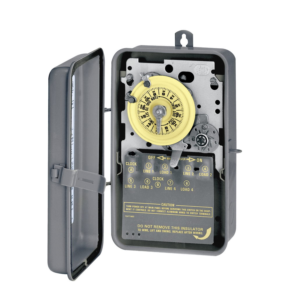 24-Hour Mechanical Time Switch, 480 VAC, 60Hz, DPST, Indoor/Outdoor Metal Enclosure, 1 Hour Interval