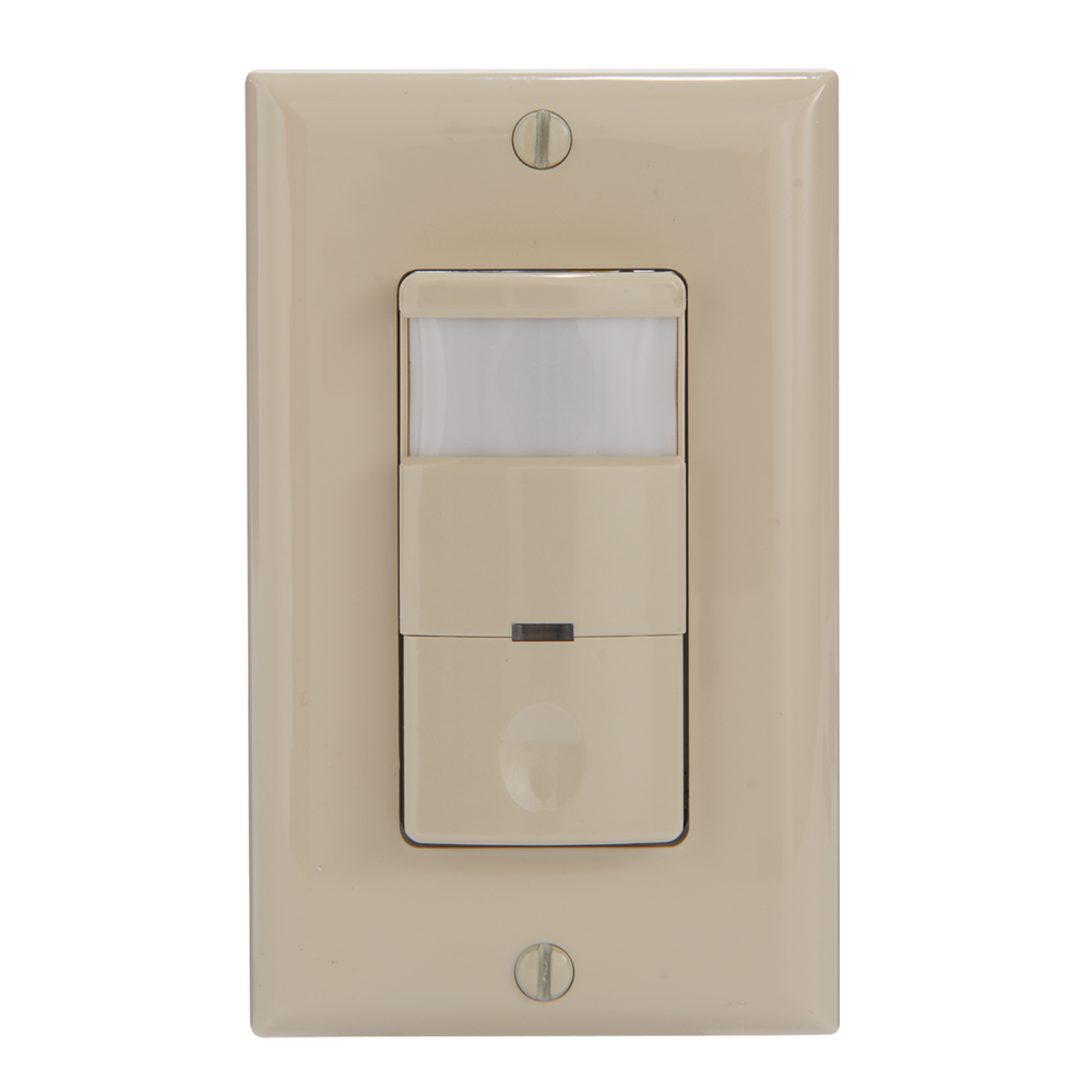 Commercial Grade Self-Adaptive In-Wall PIR Occupancy/Vacancy Sensor, No Neutral Required, Ivory
