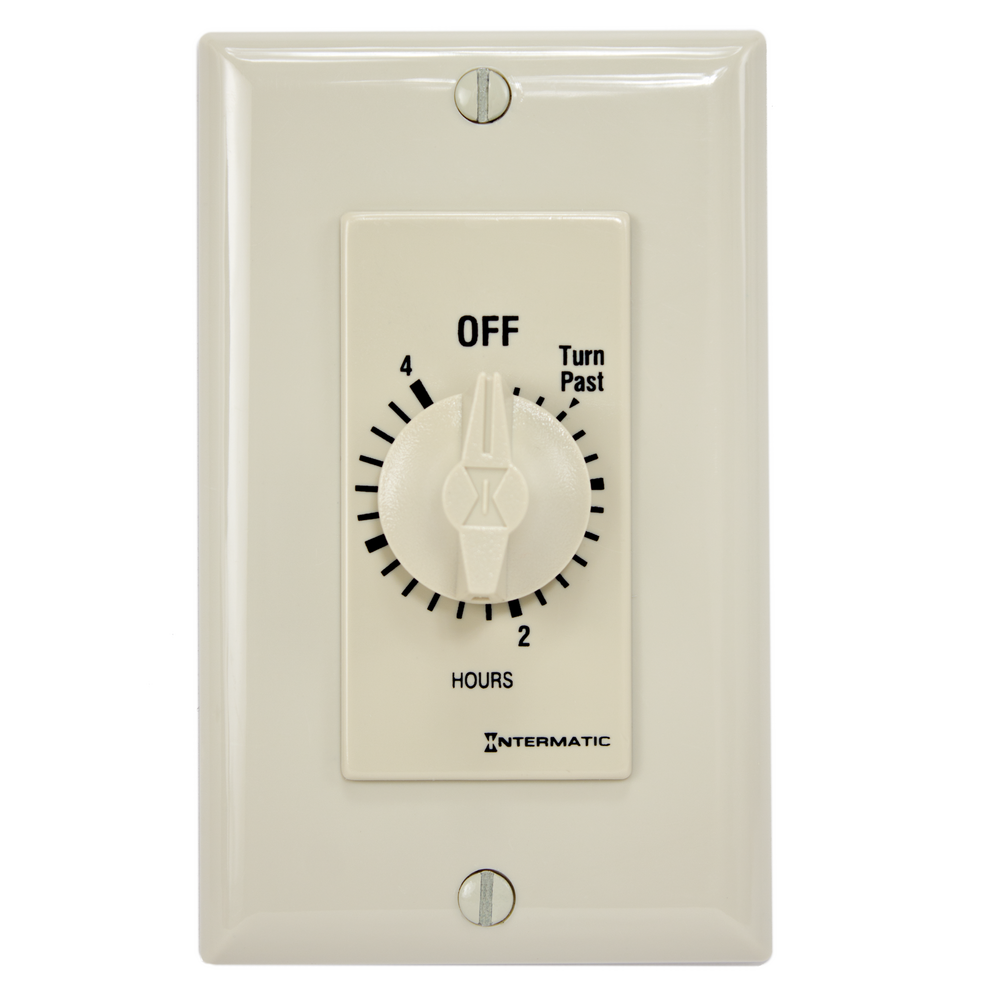 Spring Wound Countdown Timer, Decorator Style, 125-277 VAC, 50/60 Hz, SPST, 4 Hour Max, Without Hold, Ivory