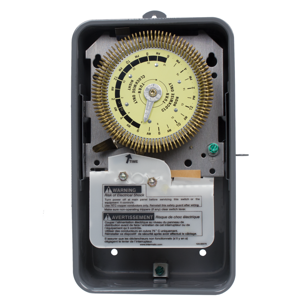 24-Hour Heavy-Duty Metal Dial Mechanical Time Switch, 125 VAC, 60Hz, SPDT, Outdoor Metal Enclosure, 15 Minute Interval
