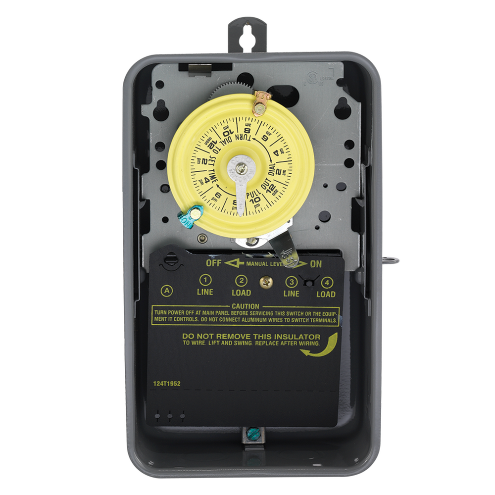 24-Hour Mechanical Time Switch, 208-277 VAC, 60Hz, SPST, Indoor/Outdoor Metal Enclosure, 1 Hour Interval