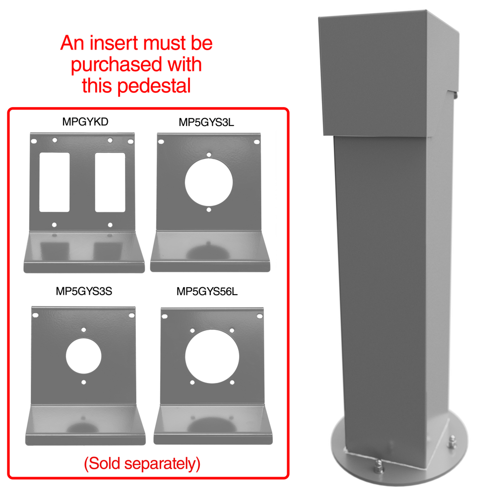 5x5, 24" Double-Gang Hinge Top Pedestal, Gray